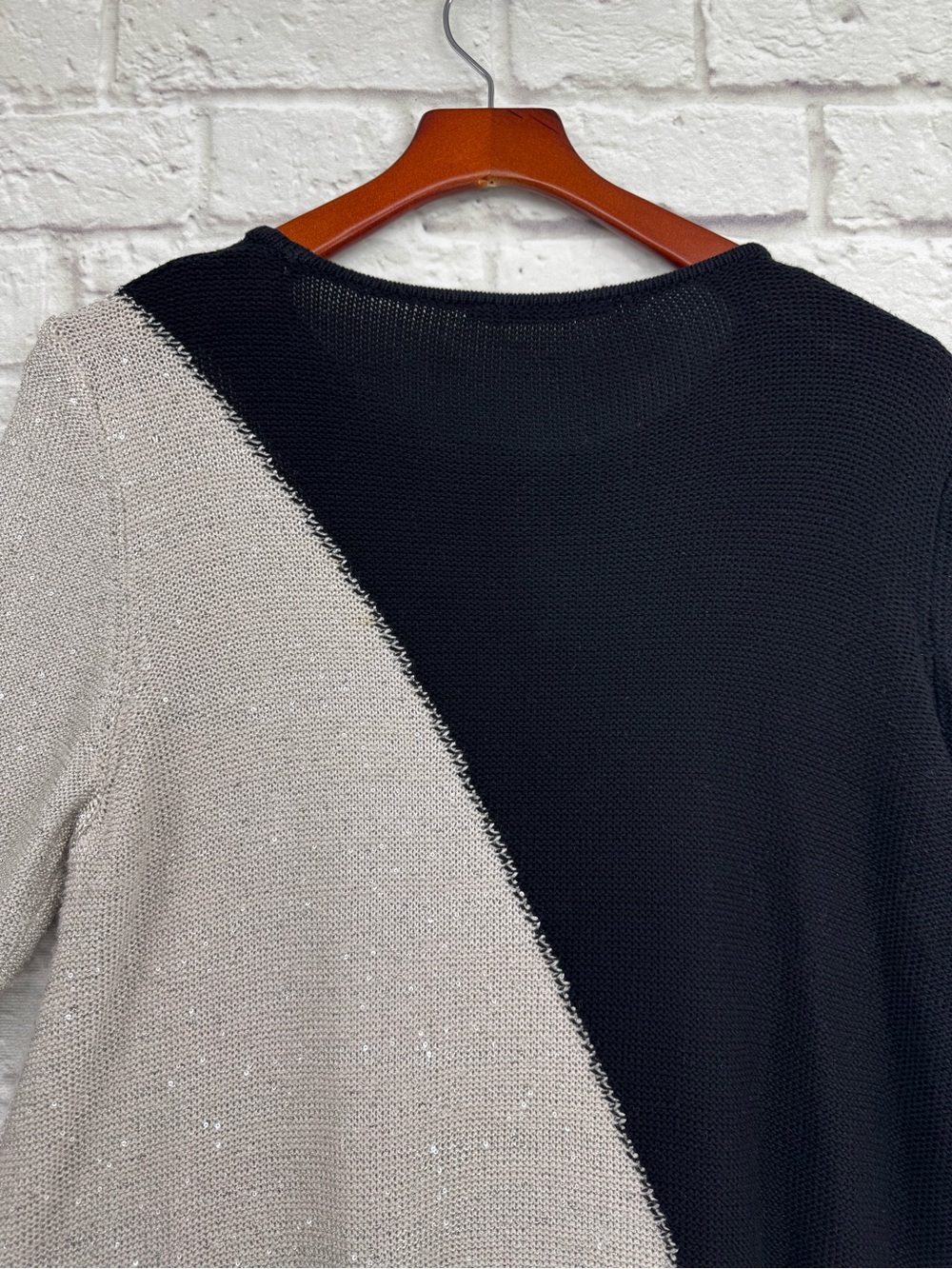 SOFT SURROUNDINGS Sequin Colorblock Tunic Sweater XL Black Silver Sparkle - Picture 15 of 15